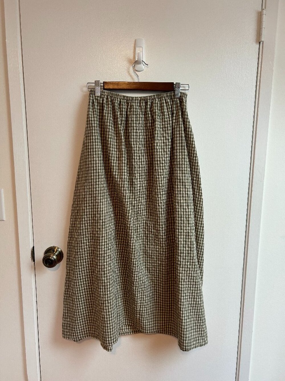A Bronze Age Deadstock Jayne Skirt in Basil Gingham